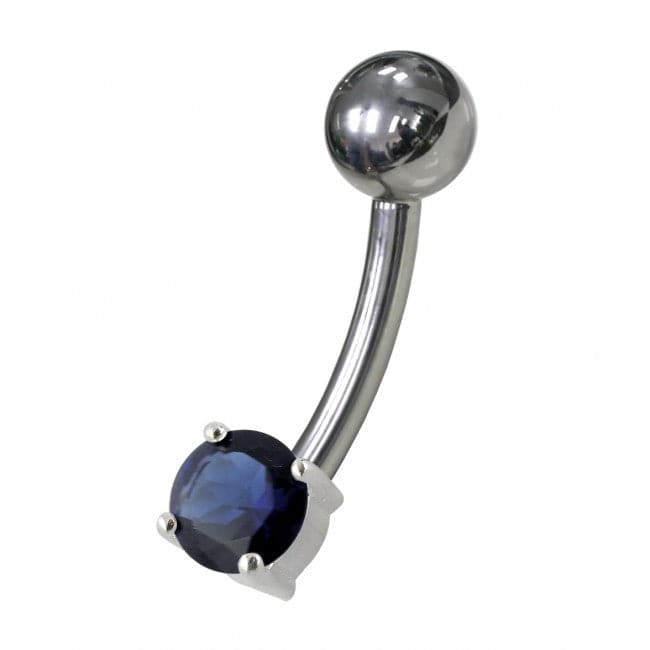 925 Sterling Silver Fancy Non-Moving Curved Belly Ring