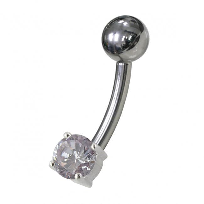 925 Sterling Silver Fancy Non-Moving Curved Belly Ring