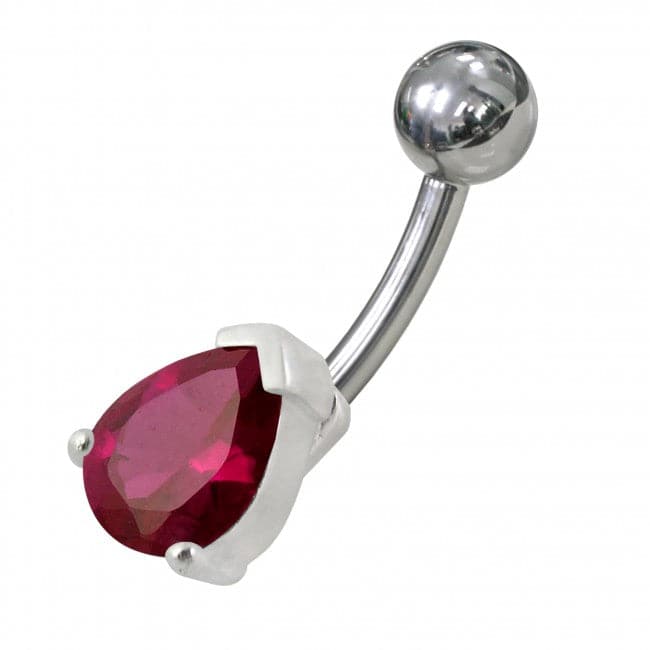 925 Sterling Silver Fancy Jewelled Non-Moving Curved Bar Navel Ring