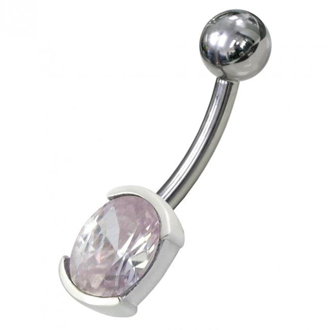 925 Sterling Silver Fancy Gem Stone Non-Moving Banana Bar Belly Ring