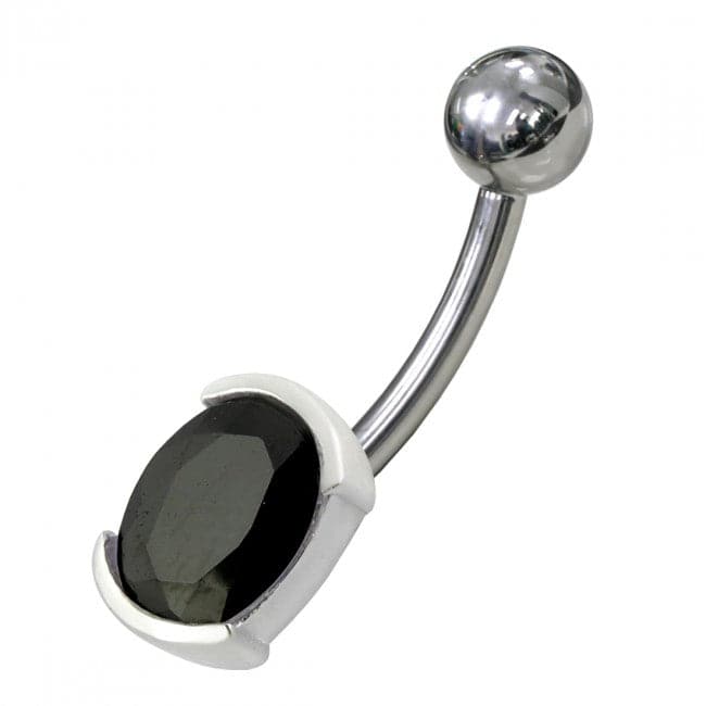 925 Sterling Silver Fancy Jewelled Non Moving Curved Belly Ring
