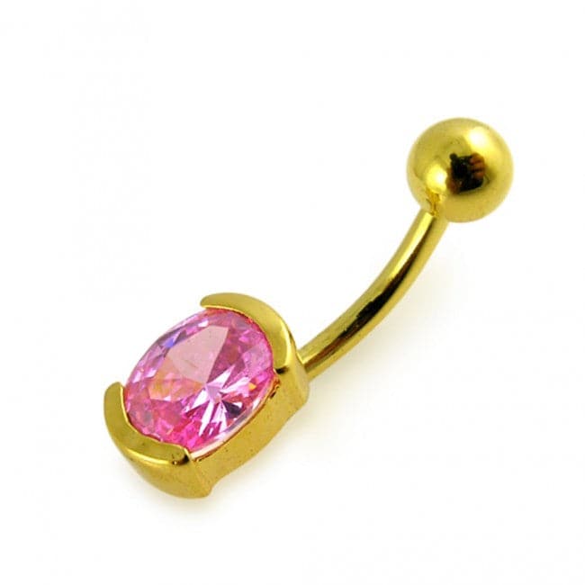 925 Sterling Silver Fancy Jewelled Non Moving Curved Belly Ring