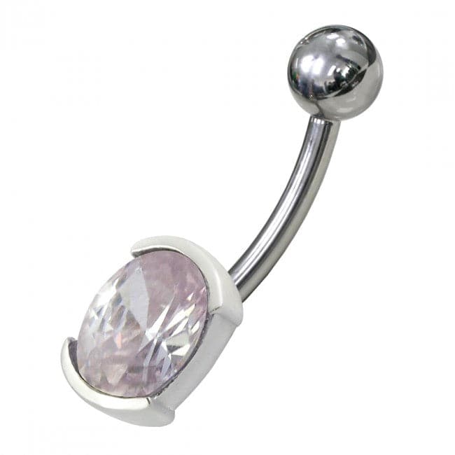 925 Sterling Silver Fancy Jewelled Non Moving Curved Belly Ring