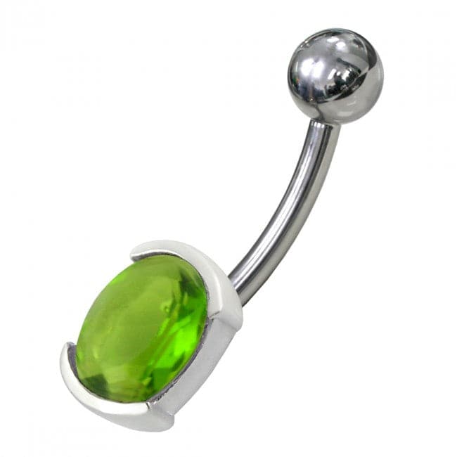 925 Sterling Silver Fancy Jewelled Non Moving Curved Belly Ring