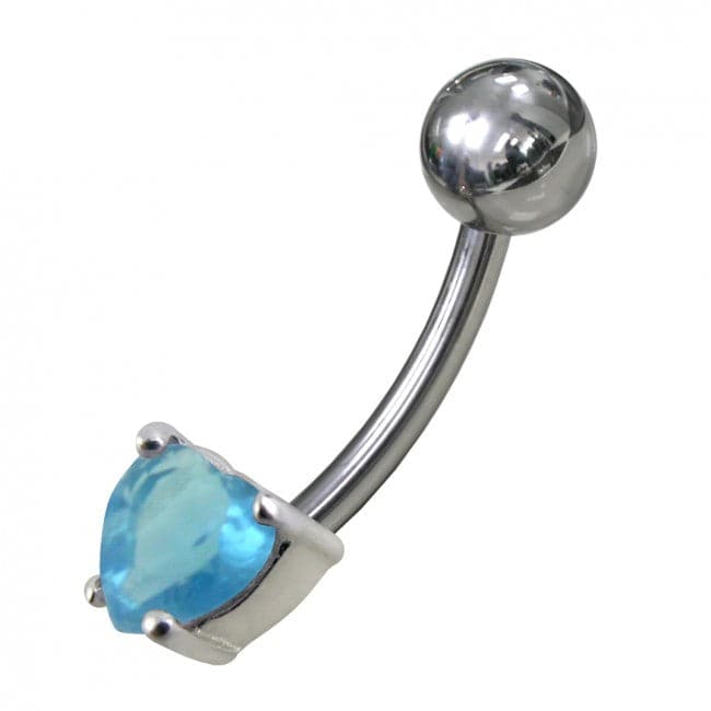 925 Sterling Silver Fancy 5MM Gem Stone Titanium Non-Moving Belly Ring