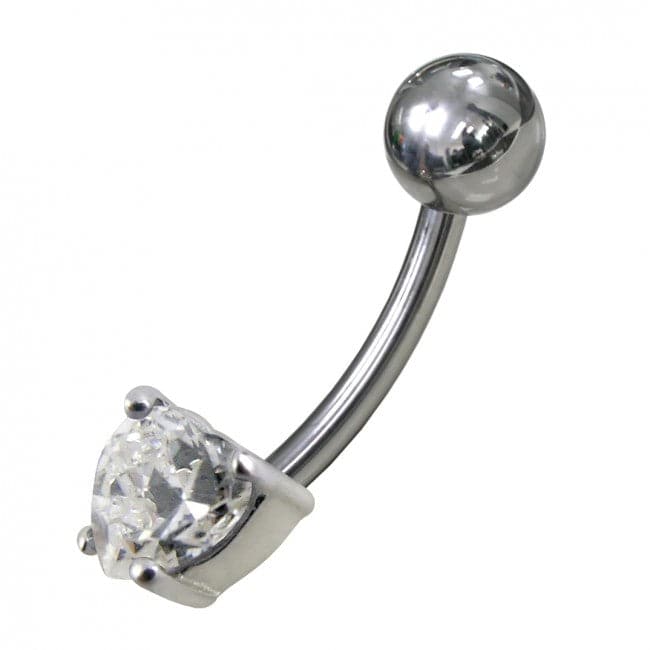 925 Sterling Silver Fancy 5MM Gem Stone Titanium Non-Moving Belly Ring
