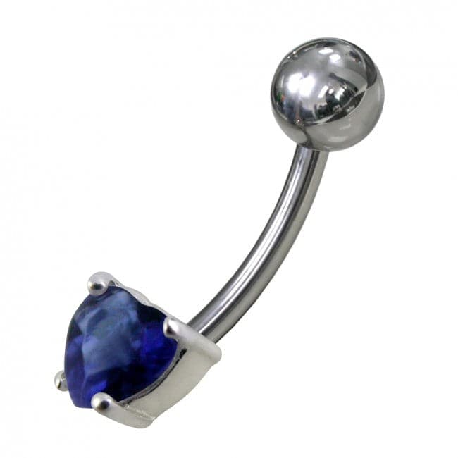 925 Sterling Silver Fancy 5MM Gem Stone Titanium Non-Moving Belly Ring