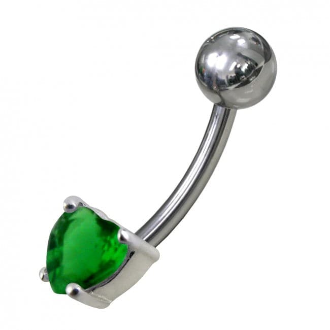 925 Sterling Silver Fancy 5MM Gem Stone Titanium Non-Moving Belly Ring
