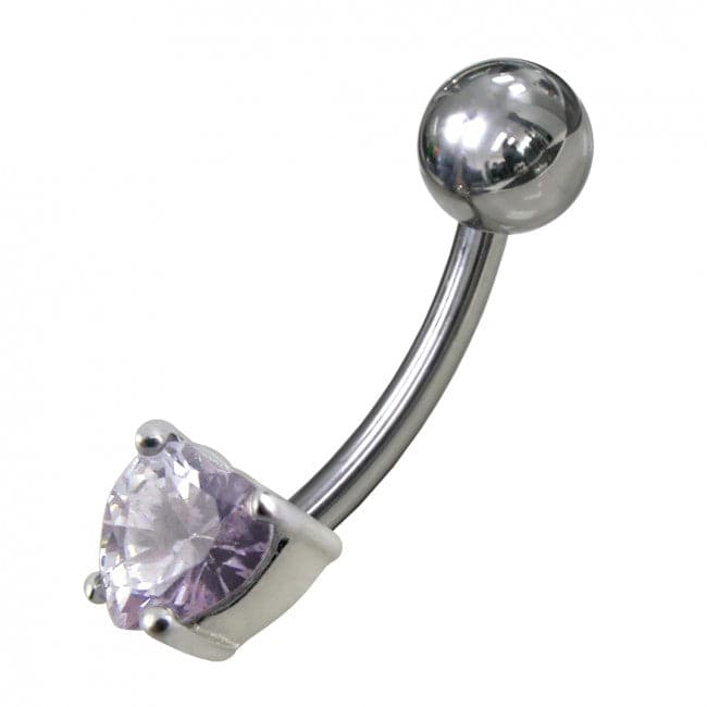 925 Sterling Silver Fancy 5MM Gem Stone Titanium Non-Moving Belly Ring
