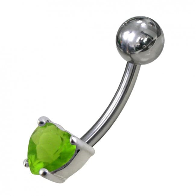 925 Sterling Silver Fancy 5MM Gem Stone Titanium Non-Moving Belly Ring