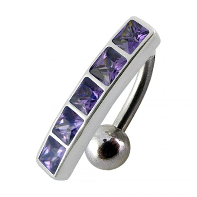 925 Sterling Silver Fancy Jewelled Non-Moving Reverse Belly Ring