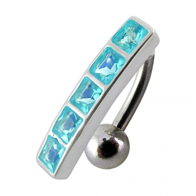 925 Sterling Silver Fancy Jewelled Non-Moving Reverse Belly Ring