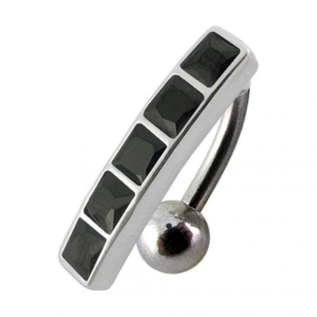 925 Sterling Silver Fancy Jewelled Non-Moving Reverse Belly Ring