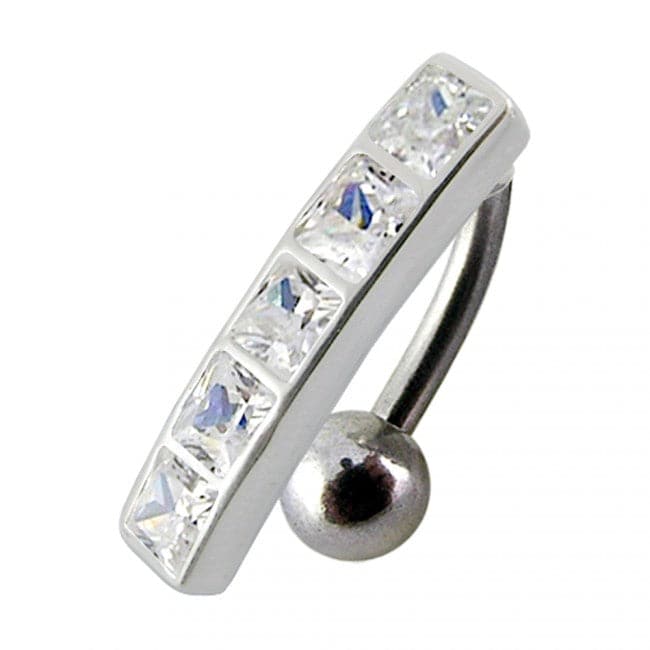 925 Sterling Silver Fancy Jewelled Non-Moving Reverse Belly Ring