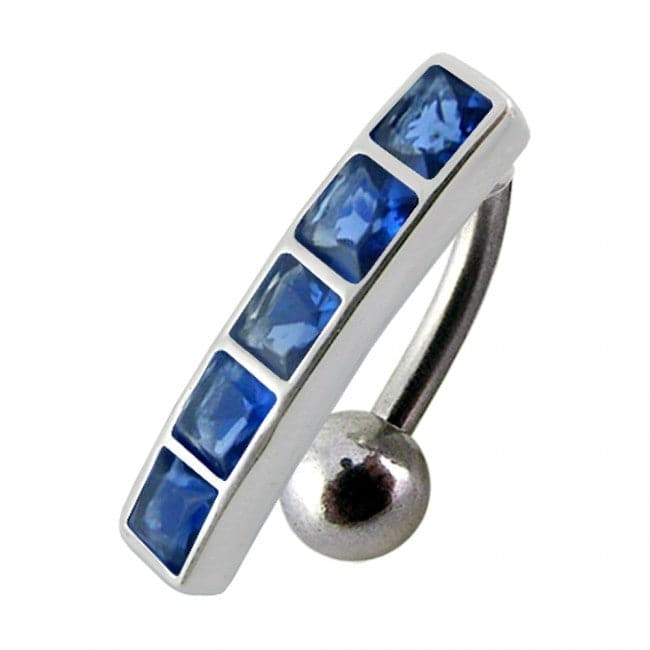 925 Sterling Silver Fancy Jewelled Non-Moving Reverse Belly Ring