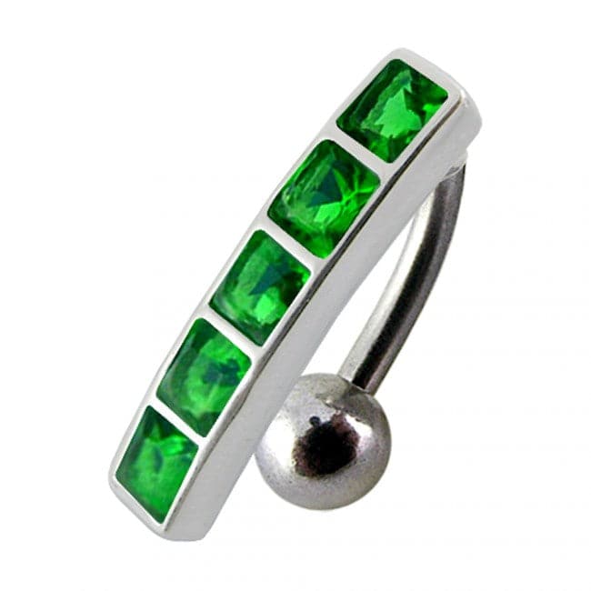 925 Sterling Silver Fancy Jewelled Non-Moving Reverse Belly Ring