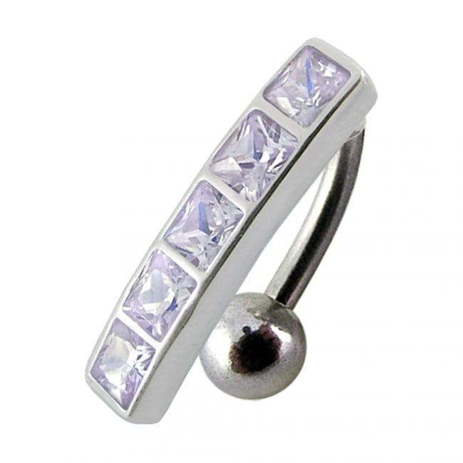 925 Sterling Silver Fancy Jewelled Non-Moving Reverse Belly Ring