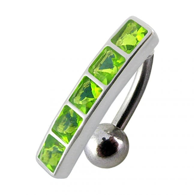 925 Sterling Silver Fancy Jewelled Non-Moving Reverse Belly Ring