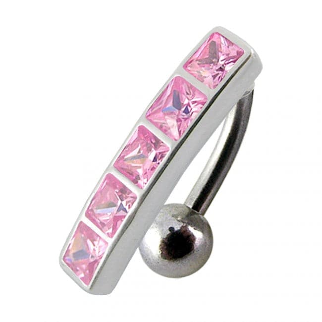 925 Sterling Silver Fancy Jewelled Non-Moving Reverse Belly Ring