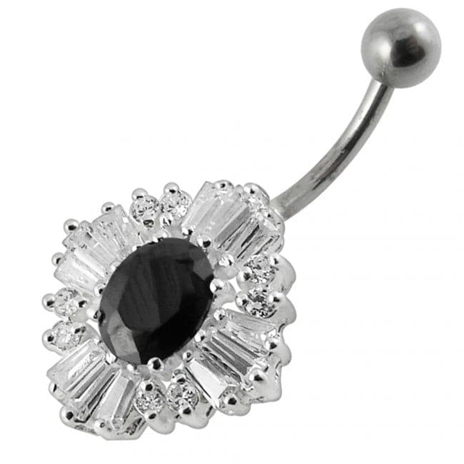 925 Sterling Silver Fancy Royal Collection Jewelled Non-Moving Belly Ring