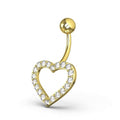 925 Sterling Silver Fancy Heart Jewelled Non-Moving Belly Ring