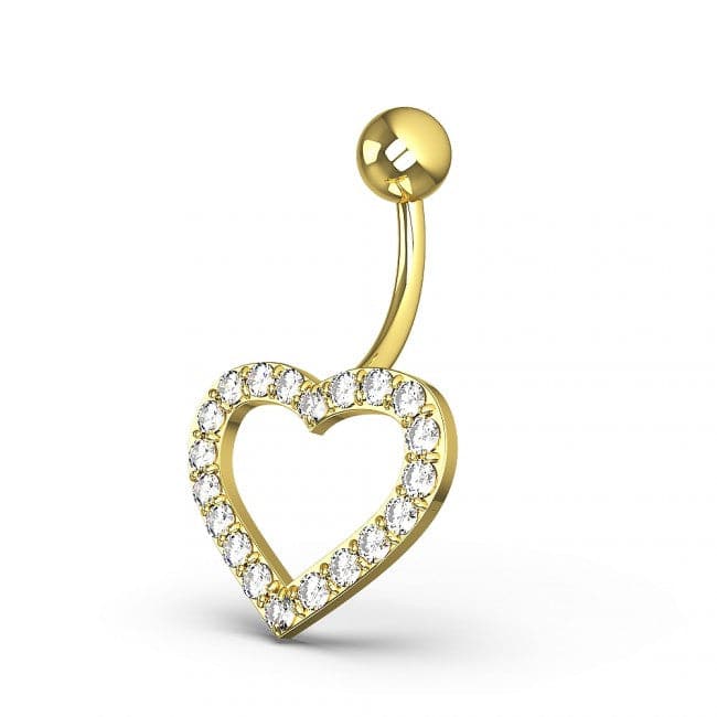 925 Sterling Silver Fancy Heart Jewelled Non-Moving Belly Ring