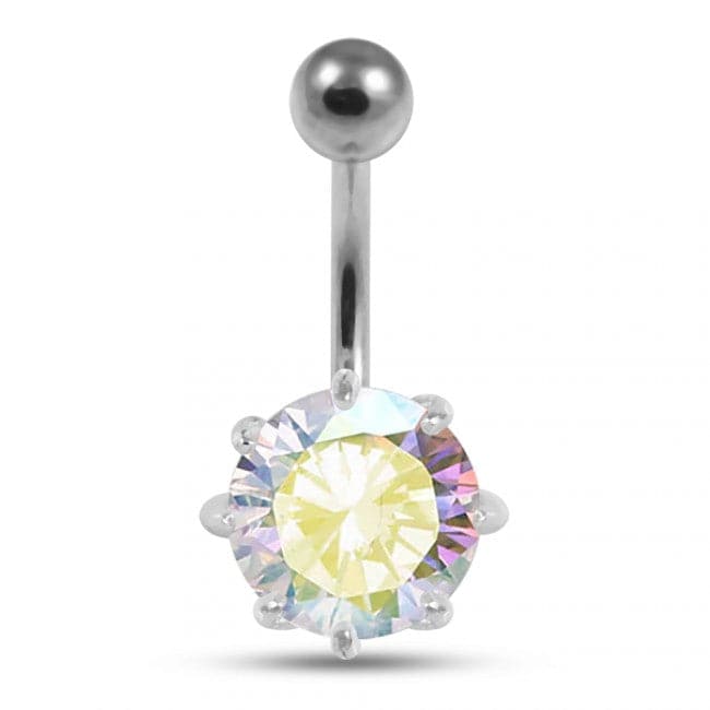 925 Sterling Silver Single Jewelled Silver Belly Ring