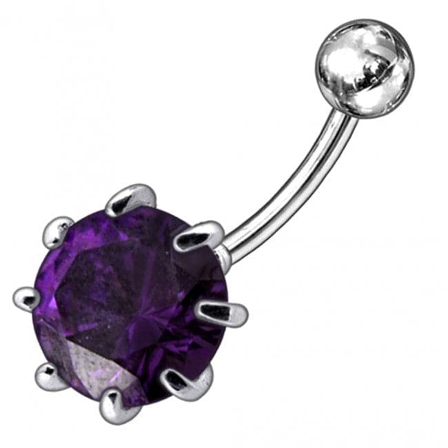 925 Sterling Silver Single Jewelled Silver Belly Ring