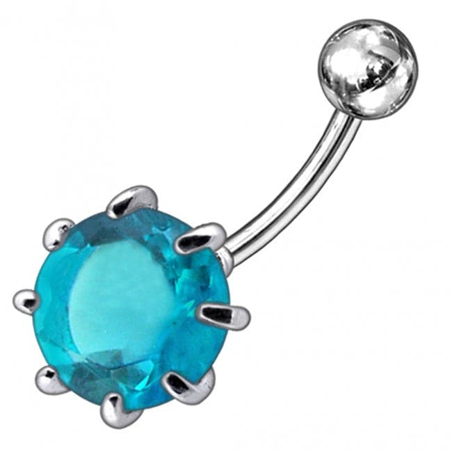 925 Sterling Silver Single Jewelled Silver Belly Ring