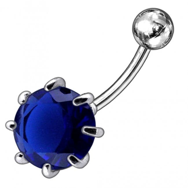 925 Sterling Silver Single Jewelled Silver Belly Ring