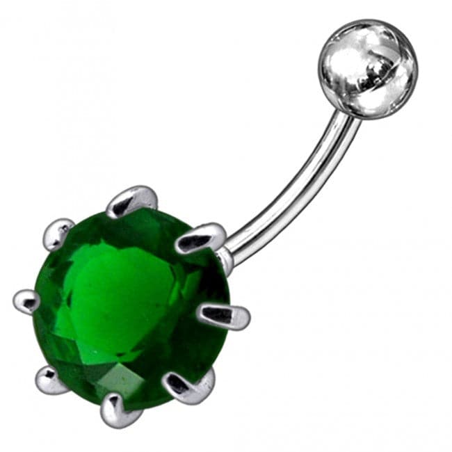 925 Sterling Silver Single Jewelled Silver Belly Ring