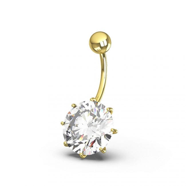 925 Sterling Silver Single Jewelled Silver Belly Ring