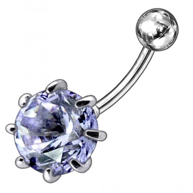 925 Sterling Silver Single Jewelled Silver Belly Ring