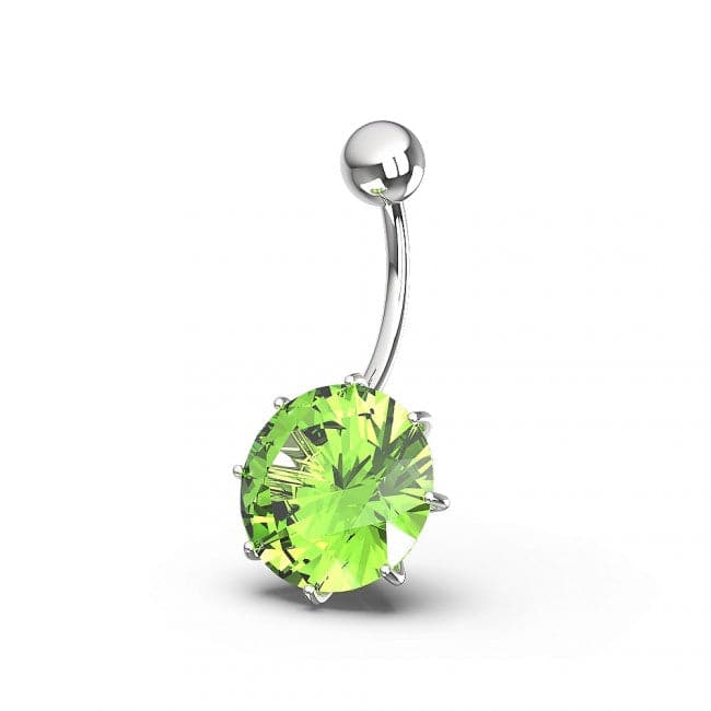 925 Sterling Silver Single Jewelled Silver Belly Ring