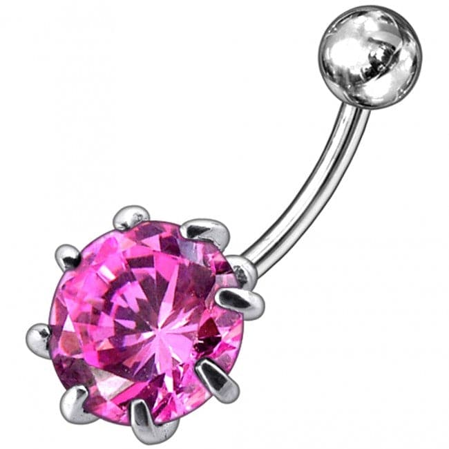 925 Sterling Silver Single Jewelled Silver Belly Ring