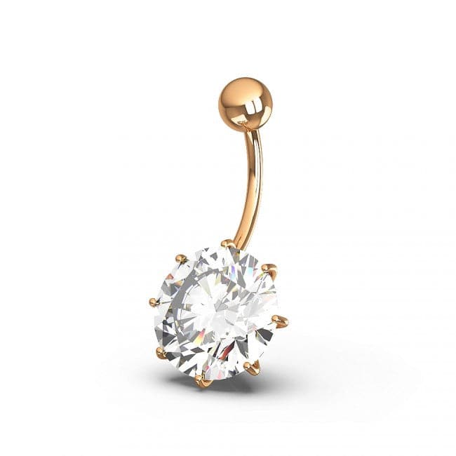 925 Sterling Silver Single Jewelled Silver Belly Ring