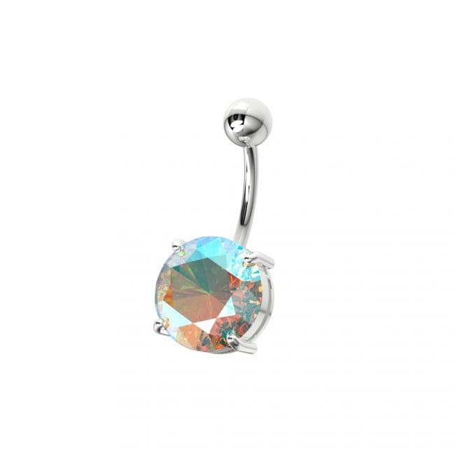 925 Sterling Silver Single Stone Silver Belly Ring