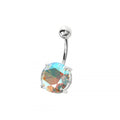 925 Sterling Silver Single Stone Silver Belly Ring