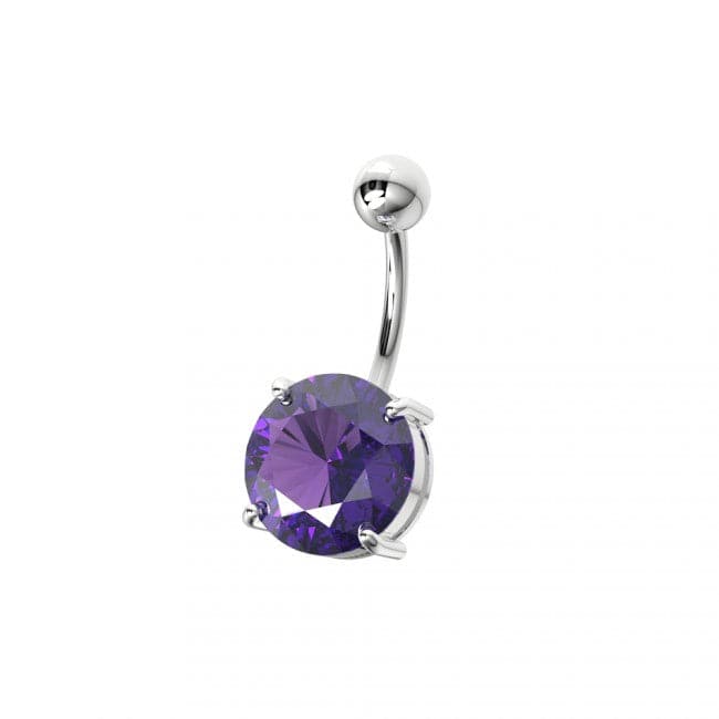925 Sterling Silver Single Stone Silver Belly Ring
