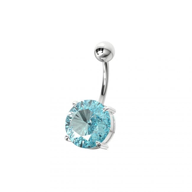 925 Sterling Silver Single Stone Silver Belly Ring