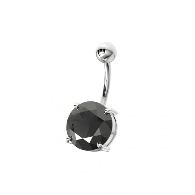 925 Sterling Silver Single Stone Silver Belly Ring