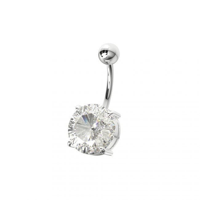 925 Sterling Silver Single Stone Silver Belly Ring