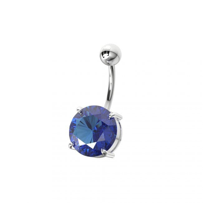 925 Sterling Silver Single Stone Silver Belly Ring