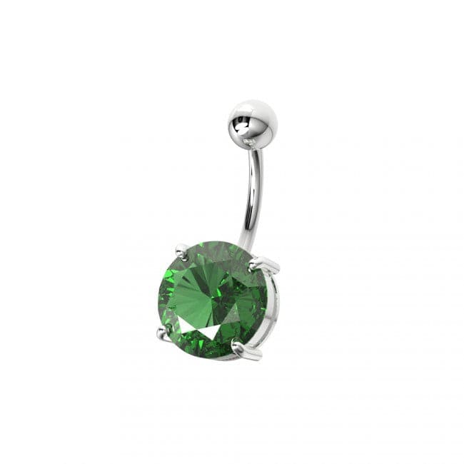 925 Sterling Silver Single Stone Silver Belly Ring