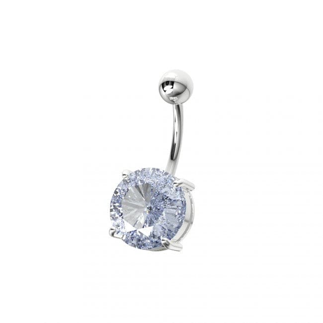925 Sterling Silver Single Stone Silver Belly Ring