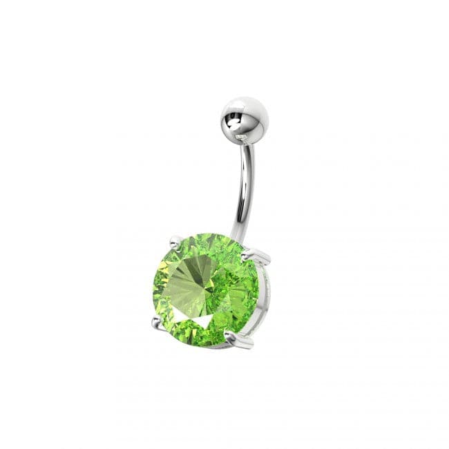 925 Sterling Silver Single Stone Silver Belly Ring