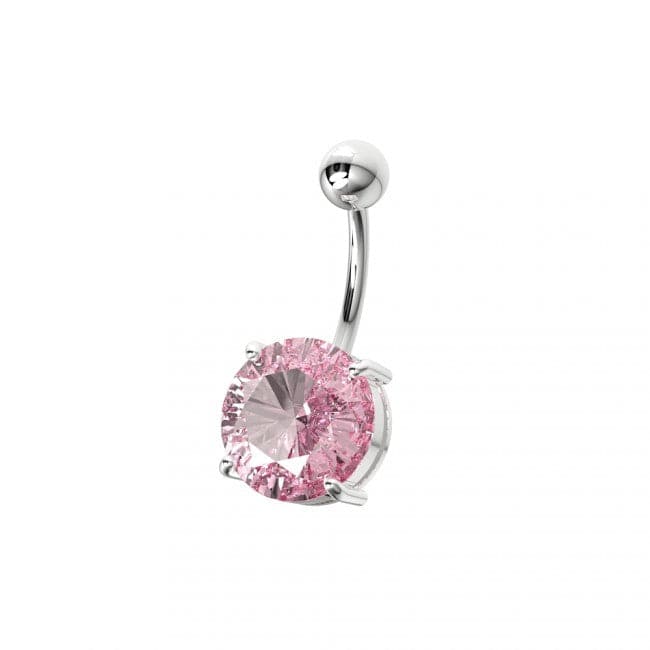 925 Sterling Silver Single Stone Silver Belly Ring