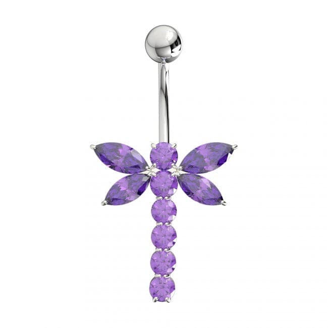 925 Sterling Silver Jewelled Firefly Silver Belly Ring