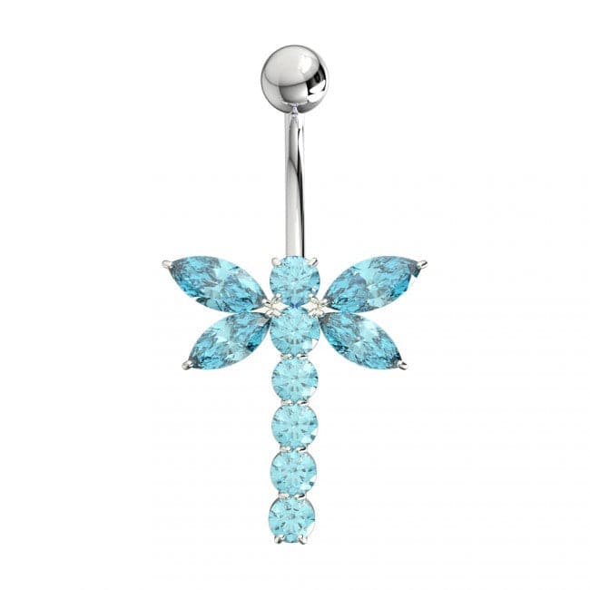 925 Sterling Silver Jewelled Firefly Silver Belly Ring