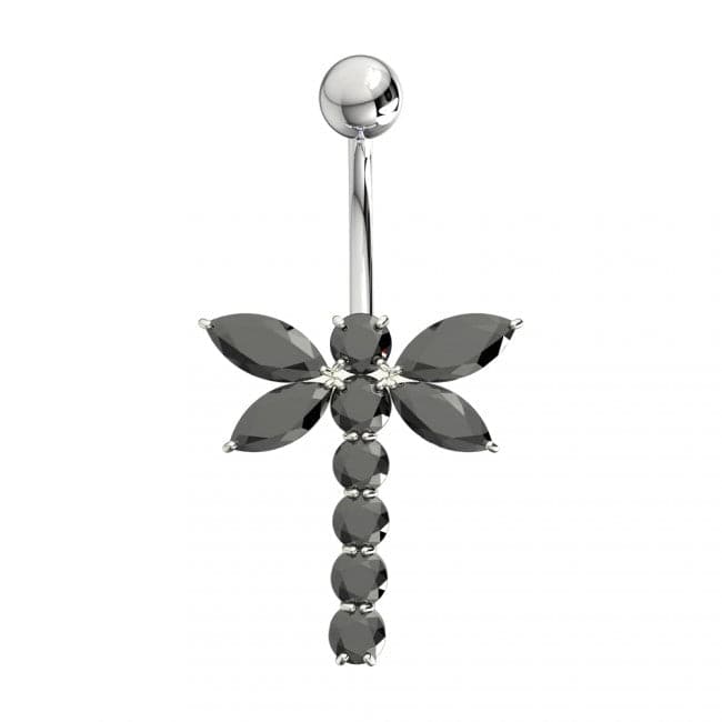 925 Sterling Silver Jewelled Firefly Silver Belly Ring